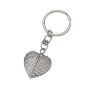 Breloques porte-clés ouvrables en alliage de zinc européen, imprimées par transfert à chaud, en forme d'aile d'ange et de cœur, pour la Saint-Valentin