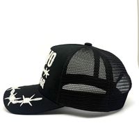 Gorra Trucker Premium de Lujo, Formal y Deportiva, Estructurada, con Bordado Gráfico Personalizado de Alambre de Púas y Malla de Sarga en la Parte Trasera