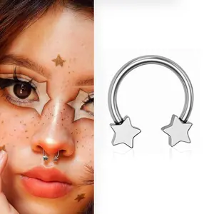 16G Horseshoe Cute Star Piercing Jewelry Nose Septum Ring for Women Pierced Nose