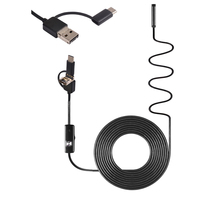 Endoscope AN100 3-en-1 7 mm pour Android et PC, 6 LED, étanche, USB 2M, caméra de inspection flexible pour miroir et borescope
