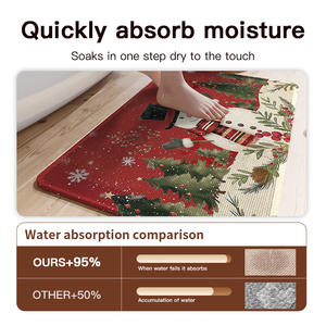 Alfombra de baño con diseño de muñeco de nieve navideño, rectangular, de fibra de poliéster, antideslizante, absorbente, para baño, cocina, decoración del hogar - Product Image 5