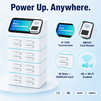 Station de location de batteries externes à charge rapide 8000 mAh à 16 emplacements avec écran tactile 8 pouces, logo et couleur personnalisables pour téléphones mobiles