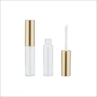 Flacon vide en plastique transparent pour baume à lèvres de 10 ml et 15 ml, emballage pour gloss à lèvres de 15 ml, tube à presser pour gloss à lèvres avec bouchon supérieur doré ou argenté