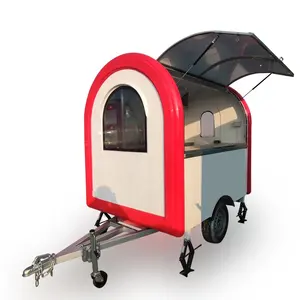 Mobil Bar Es Krim Kopi BBQ Hot Dog Gerobak Makanan Sistem Pengereman Serat Kaca Truk Makanan Otomatis dengan Dapur Penuh Makanan Kios