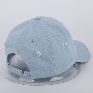 หมวกเบสบอลเดนิมสีฟ้าครามแบบขายส่ง ปักโลโก้ตามสั่ง สไตล์ Dad Hat ลุคทำเก่า - Product Image 4