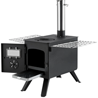 Poêle à bois de camping à combustion secondaire avec tuyau de cheminée et foyer de 1400 pouces cubes pour le chauffage et la cuisson des tentes chaudes en hiver