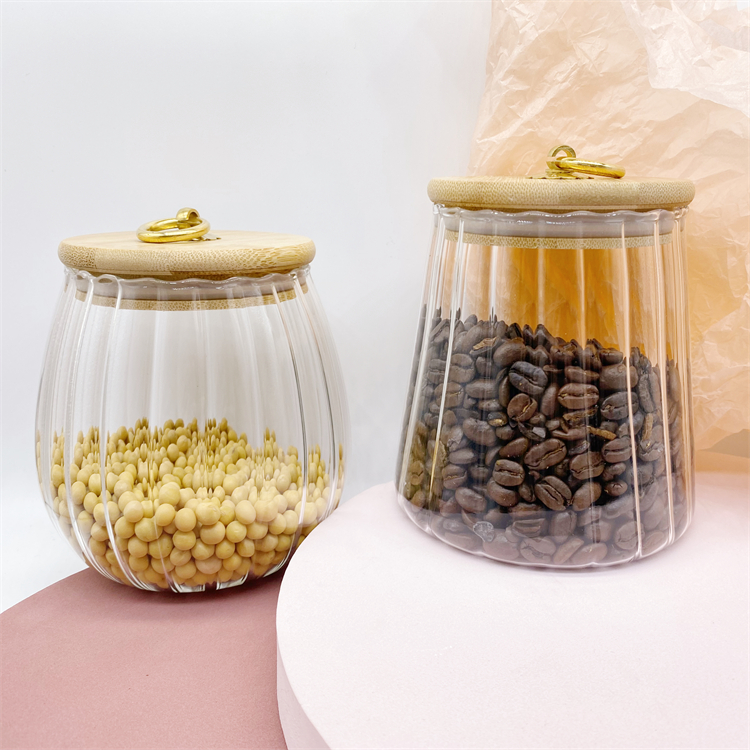 650ml 750ml Luxury Glass Food Candy Storage Jars With Wood Lid