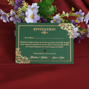 Invitaciones de acrílico transparente para guardar la fecha frustradas con chaqueta plegable verde personalizada con caja - Product Image 5