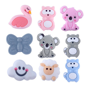 Vente en gros de perles en silicone de qualité alimentaire 3d Cartoon Anime Animal Jouet sucette à mâcher pour bébé Perles focales en silicone pour la fabrication de bijoux à stylo - Product Image 1