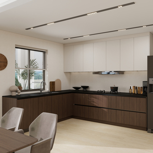 Fabricant d'armoires <span class=keywords><strong>de</strong></span> cuisine encastrées modernes avec finition bicolore pour promoteurs et entrepreneurs immobiliers - Product Image 3