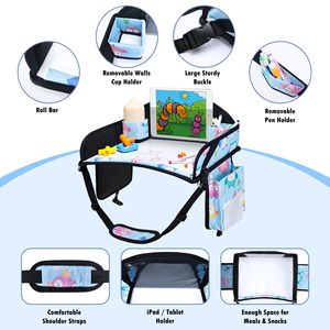 Plateau de voyage pour siège auto pour enfants, accessoires pour sièges auto, table d'activités pour tout-petits, bureau de voyage avec organisateur, voyage en voiture - Product Image 3