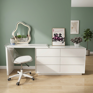 Modern Makeup <b>Vanity</b> <b>Table</b> With Lighted <b>Mirror</b> Storage Desk For Bedroom Furniture - Product Image 4