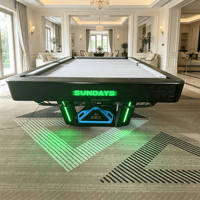 Table de billard SUNDAYS au design moderne, 9 pieds, 9 boules, avec surface en ardoise, pieds en fer, logo personnalisé, écologique, durable, pour la maison
