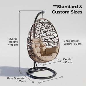 <span class=keywords><strong>Silla</strong></span> <span class=keywords><strong>Colgante</strong></span> Tipo <span class=keywords><strong>Huevo</strong></span> Moderna para Exteriores con Soporte, Muebles de <span class=keywords><strong>Mimbre</strong></span> de Lujo para Patio, <span class=keywords><strong>Silla</strong></span> de Ratán Resistente a la Intemperie para Hotel - Product Image 2