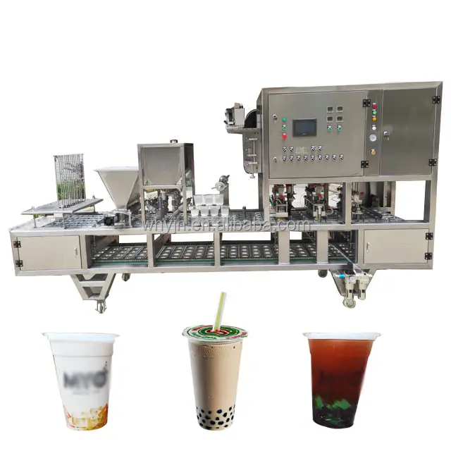 LG-GF302 Full Automatic Big Capacity Production Water Juice Jelly Coffee Bubble Tea Cup Two Times Filling And Sealing Machine