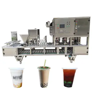 LG-GF302 tam otomatik büyük kapasiteli üretim su suyu jöle kahve kabarcık çay bardağı iki kez dolum ve sızdırmazlık makinesi