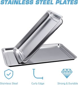 Plateau en acier inoxydable 304 de qualité alimentaire, multi-usages, pour la cuisson, le barbecue, la rôtissure, le service des aliments, le congélation et le stockage - Product Image 3