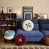 Großhandel Runde Knopfkissen Weiche Plüsch Dekorative Kissen Vintage Luxus Zierkissen für Sofa Bett Fensterbank Heimdekoration
