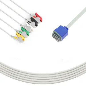 GE-multi- link 5-свинцовый экранированный ленточный кабель 90 см Grabber IEC одноразовый ECG Wire ECG кабель