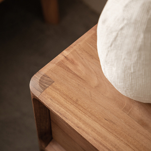 Muebles de Teca Importados con Subsidio Gubernamental, Multifuncionales, Mesa de Noche de Madera Maciza Pura, Estilo Nórdico Medio para Dormitorio Principal - Product Image 4