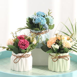 Plantes artificielles en pot d'hortensias en gros, fleurs artificielles pour salon, verdure, bouquets, bonsaïs, décoration de bureau - Product Image 2