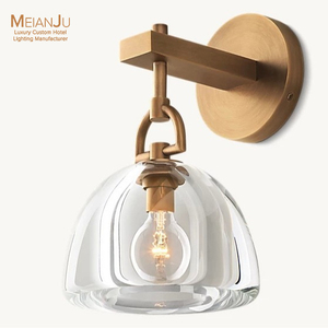 Modern Brass Wall <strong>Light</strong> <strong>Sconce</strong> with Clear Glass Dome Shade Contemporary Indoor Lighting Fixture for Hotel Living Room Bedroom - Product Image 1