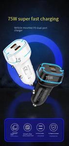 Cargador Inalámbrico para Auto de 75W, Cargador Rápido PD con Doble Puerto Tipo C para Apple, Conector de Cambio - Product Image 4