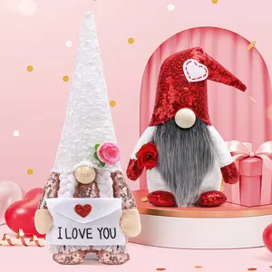 Valentines Day Gnomes Plush Decorations - Handmade Scandinavian Tomte Doll Valentines Day Home Decor