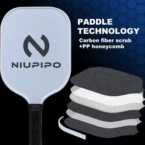 OEM Custom Toray T700 Raw Carbon Fiber Rough Surface PP Honeycomb Polymer Pickleball Paddle