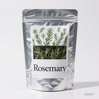Sac à fenêtre transparent imprimé personnalisé assaisonnement alimentaire emballage au romarin finition brillante pochette debout réutilisable à fermeture éclair sacs en mylar