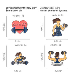 Gym Mooe Emaille Spelden Custom Dumbbell Houd Van Sport En Fitness Broche Revers Badge Tas Cartoon Sieraden Cadeau Voor Vrienden - Product Image 6