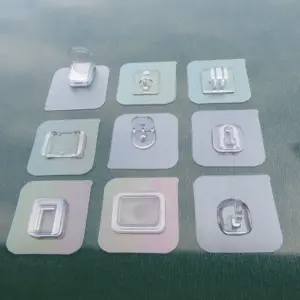 Großhandel Transparente Multifunktionale Klebende Magische Flache Kunststoff-Wandhaken für Wohnzimmer, Badezimmer, Küche, Kleiderschrank - Product Image 1