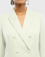 Ensemble de costume 2 pièces personnalisable vert menthe pour femme : blazer croisé à revers crantés et pantalon large – Tenue de bureau formelle