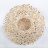 JAKIJAYI OEM Chic soleil plage été femmes surdimensionné grand bord effiloché mer herbe disquette chapeau de paille couleur naturelle rétro Sombrero