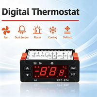 Thermostat numérique à micro-ordinateur ETC 974, avec affichage LED rouge, alarme de température, fonction de dégivrage manuel