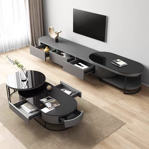 Liquidación de Existencias: Mueble para <span class=keywords><strong>TV</strong></span> con Acabado Texturizado, Acero al Carbono Esmerilado y Herrajes Premium para Sala de Estar/Hogar - Product Image 3