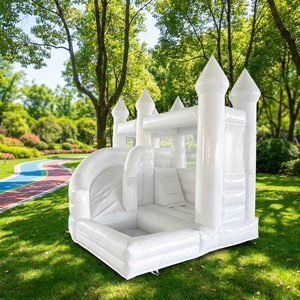 Castillo Inflable Comercial de PVC de Alta Calidad para Niños, Casa de Brinco Blanca con Toboganes Dobles, 16.5x16.5x11.5 pies, Capacidad de 500 kg - Product Image 1