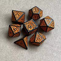 Lot de 7 dés polyédriques D&D personnalisés en acrylique noir à 20 faces, motif jaune, pour jeux de rôle, vente en gros de produits New Age