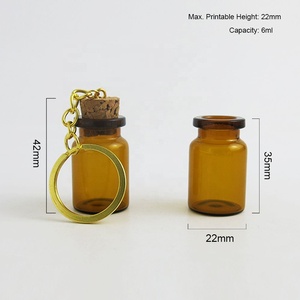 Chai Thủy Tinh Màu Hổ Phách Trong Suốt 6Ml Với Móc Khóa Để Trang Trí Chìa Khóa Quà Tặng Nhỏ Chai Thủy Tinh Nhỏ Với Nút Chai - Product Image 6