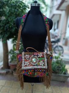 Premium Quality Assorted Banjara Embroidery Patchwork Handmade Fringe Sling Bag for Daily Use Available At Best Price - Product Image 5