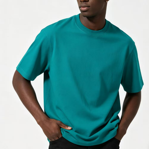 Camiseta de Cuello Redondo de Algodón Peinado de 250g, Estilo Summer Mint Mambo, con Logotipo OEM, Color Verde <span class=keywords><strong>Matcha</strong></span>, Algodón Puro, Manga Corta Holgada - Product Image 1