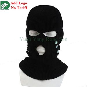 Nouveau bonnet tricoté brodé à trois motifs, écharpe et masque en coton pour le maintien au chaud - Product Image 1