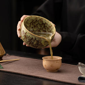 Ensemble de cérémonie du thé classique de la dynastie Song huit pièces en céramique de couleur assortie au four 500ml bol à thé Matcha fouet support cent livres - Product Image 4