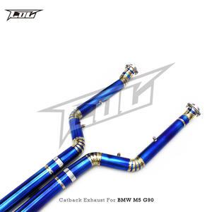 Tubos de Escape de Titanio Boska para M5/M6 G90/G99 LCI 4.4T 2024-2025, Silenciador Catback Valvetronic con Puntas Azules Quemadas - Product Image 2