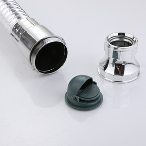 Tubo de desagüe de acero inoxidable antiolores de 84 mm curvado y roscado para lavabo con tapón desplegable - Product Image 4
