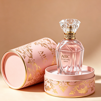 Nouveau flacon de parfum en verre de luxe pour femme, polyèdre, 100 ml, pompe à vaporiser à sertir avec boîte personnalisée