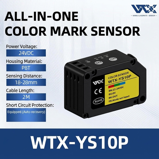 Industrial Color Sensor NPN PNP Wholesale for Conveyor Sorting RGB LED Dual Mode Stable Recognition Across Color Changes
