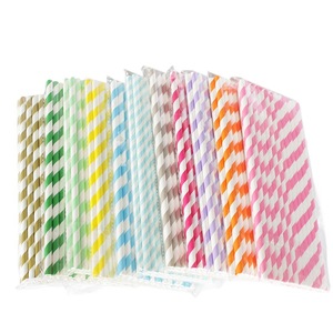 Joinhot Blue Striped Paper Straws Disposable Biodegradable For Wedding Parties - Product Image 5