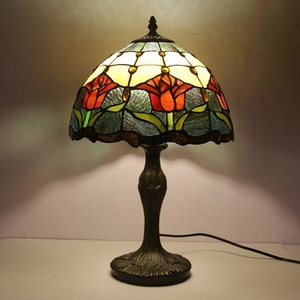 Lámparas Tiffany Hechas a Mano LongHuiJing, Lámparas de Mesa de Estilo Rústico, Lámparas de Lectura de Vidrio Emplomado, Lámpara de Escritorio Decorativa - Product Image 1