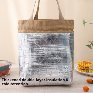 Sac à bento <span class=keywords><strong>en</strong></span> toile imperméable de style japonais avec fermeture à cordon, boîte à lunch isotherme pour le bureau et le camping - Product Image 4